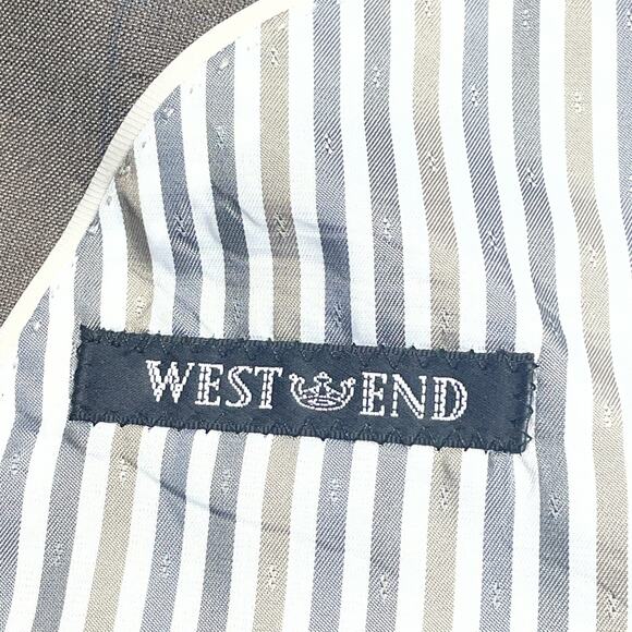 West End Mens 3pc Suit Tan Plaid Check 48L IT Fits US 44L/46L 40W Tapered Pants - Picture 8 of 15